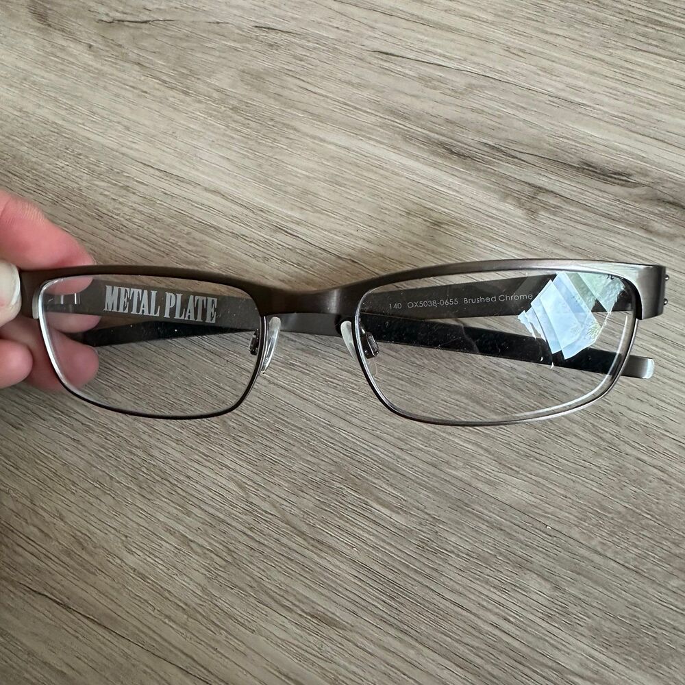 Oakley Metal Plate Brushed Chrome Glasses Frames OX5038-0655 - Picture 5 of 10
